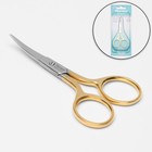 Ножницы маникюрные, загнутые, широкие, 9,5 см, цвет серебристый/золотистый - Фото 1