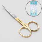 Ножницы маникюрные, загнутые, узкие, 10,5 см, цвет серебристый/золотистый - Фото 1