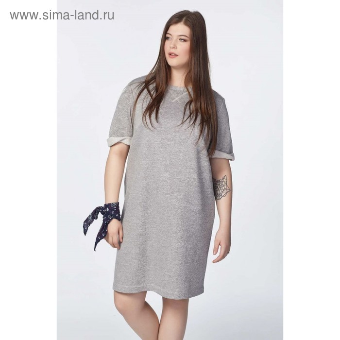 Платье-свитер женское, размер 50, цвет серый меланж - Фото 1
