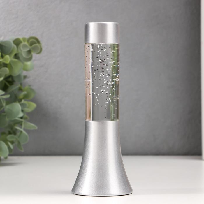 Светильник «Блеск цилиндра» LED, лава, блёстки, от батареек 3хLR44 серебро 18 см RISALUX - Фото 1