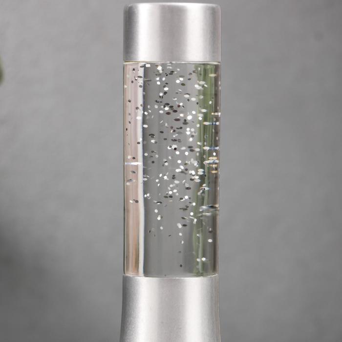 Светильник "Блеск цилиндра" LED, лава, блёстки, от батареек 3хLR44 серебро 18 см RISALUX - фото 1880231506