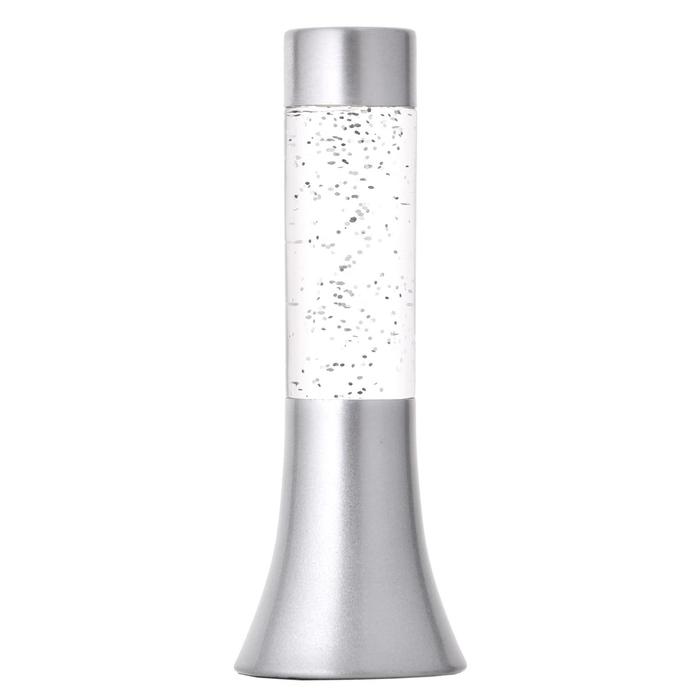 Светильник "Блеск цилиндра" LED, лава, блёстки, от батареек 3хLR44 серебро 18 см RISALUX - фото 1911163658