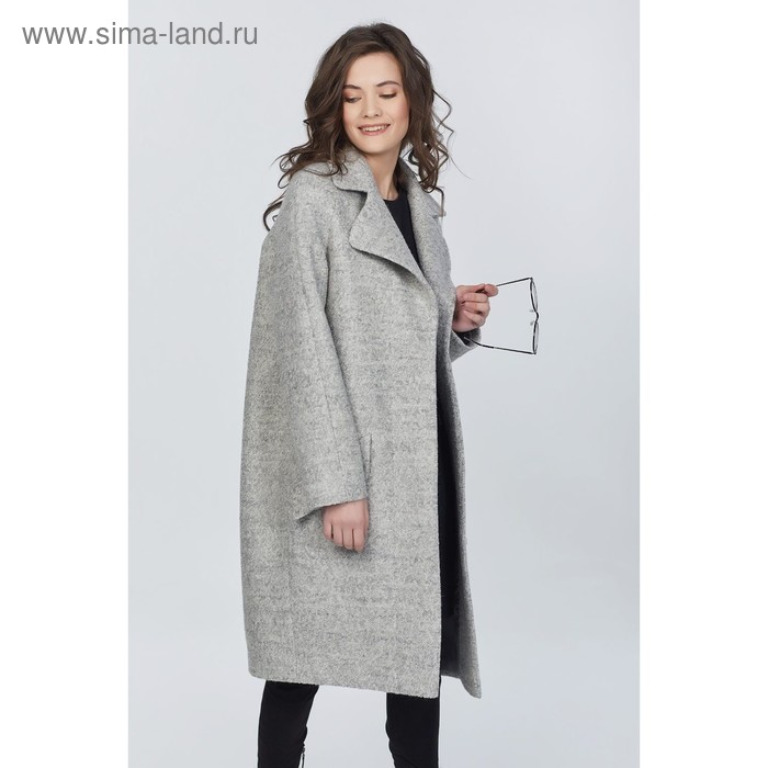 Пальто женское, размер 42, цвет серый меланж - Фото 1