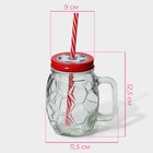 Кружка Доляна «Мяч», 500 мл, с крышкой и трубочкой, стекло, МИКС - Фото 2