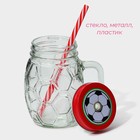 Кружка Доляна «Мяч», 500 мл, с крышкой и трубочкой, стекло, МИКС - Фото 3