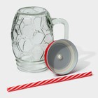 Кружка Доляна «Мяч», 500 мл, с крышкой и трубочкой, стекло, МИКС - Фото 6