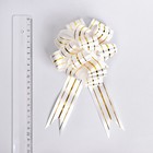 Подарочный Бант - шар №3 три золотых полосы, белый, для упаковки подарков - Фото 3