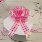 Подарочный бант - шар №4.5 три золотых полосы, ярко - розовый, для упаковки подарков - Фото 2