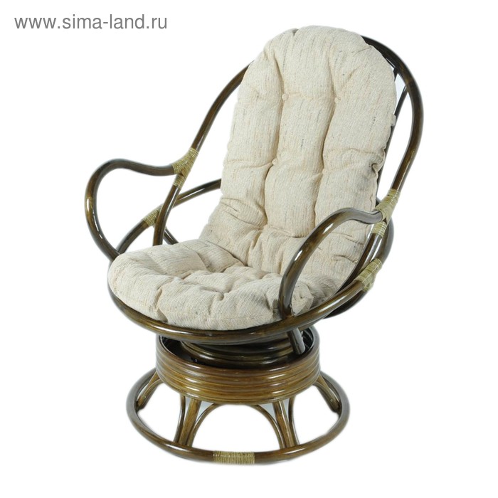 Кресло вращающееся, с подушкой, ротанг, цвет оливковый, 05/01 - Фото 1