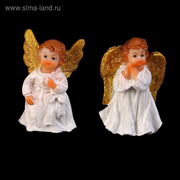 Сувенир полистоун "Ангел с золотыми крыльями в белом платье" в пакетике МИКС 5х3,3х2,3 см - Фото 1