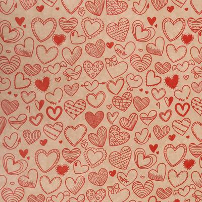 Бумага упаковочная крафт «Сердечки фигурные», красный, 40 г/м², 0.72×10 м