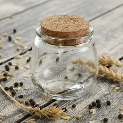 Баночка стеклянная для специй с пробковой крышкой «Парфе», 130 мл, 7×6,5 см