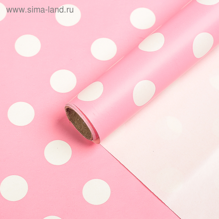 Бумага упаковочная, "Горох", розовый, 0,7 х 2 м - Фото 1