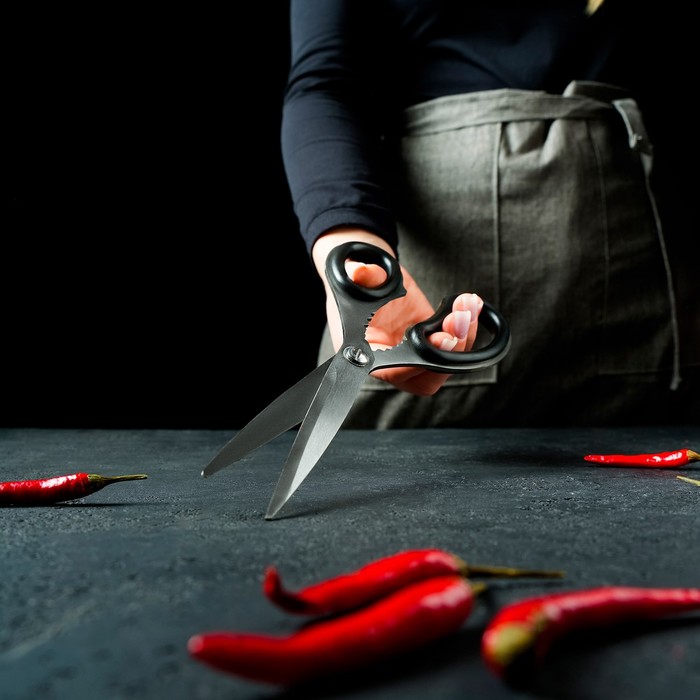 Ножницы кухонные Доляна «Профи», 23 см, цвет чёрный - фото 1881867999