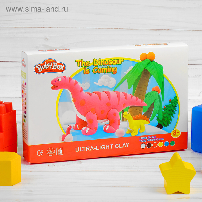 Набор для создания игрушек из массы для лепки "Динозавры", масса 6 банок по 16 г, 3 стека - Фото 1