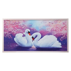Гобеленовая картина "Лебеди" 63*123 см рамка МИКС