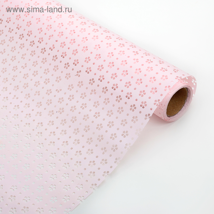 Фетр ламинированный с перфорацией "Цветочки", розовый, 57 см х 5 м - Фото 1