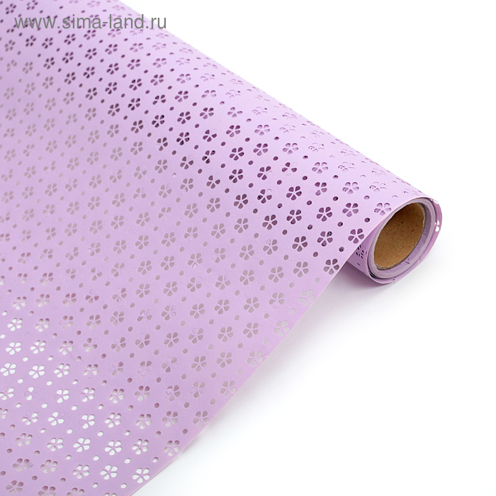 Фетр ламинированный с перфорацией «Цветочки», сиреневый, 57 см × 5 м - Фото 1