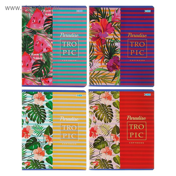 Тетрадь 96 листов клетка "Тропический рай", обложка мелованный картон, выборочный лак, уф-лак, микс - Фото 1