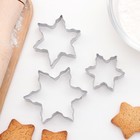 Набор форм для вырезания печенья «Снежинки», 3 шт, 6,5×6,5 см, цвет хромированный - Фото 1