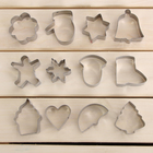 Набор форм для вырезания печенья «Гриб, человечек, капкейк, звезда, цветы», 12 шт, цвет хромированный - Фото 1