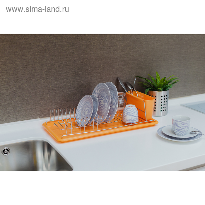 Сушилка для посуды с поддоном Доляна, 50×25×14 см, цвет МИКС - Фото 1