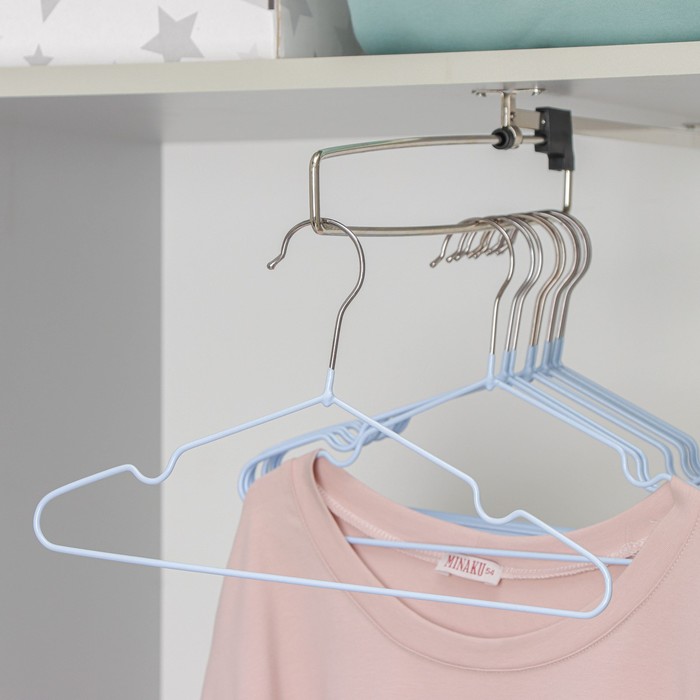 Плечики для одежды детские, размер 30-34, антискользящее покрытие, цвет синий - Фото 1