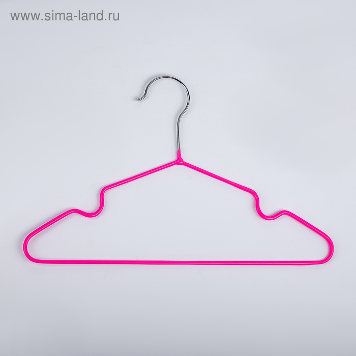 Плечики для одежды детские с антискользящим покрытием, размер 30-34, цвет ярко-розовый - Фото 1