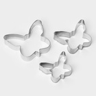 Формы для печенья Доляна «Бабочка», набор 3 шт., металл, серебристые - Фото 3