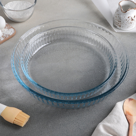 Набор круглой посуды из жаропрочного стекла для запекания Borcam, 2 предмета: 1,6 л, 2,6 л