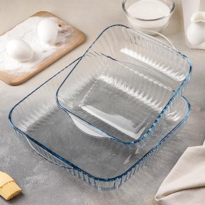 Набор форм для запекания Paşabahçe Borcam, 2 предмета: 2 л, 3.5 л, жаропрочное стекло, прозрачный