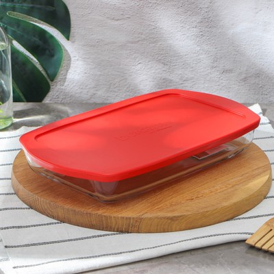 Форма для выпечки Paşabahçe Borcam, 1.95 л, с крышкой, прямоугольная, жаропрочное стекло, прозрачная