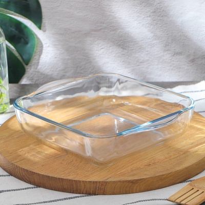 Форма для запекания Paşabahçe Borcam, 2 л, 256×220 мм, прямоугольная, жаропрочное стекло, прозрачная