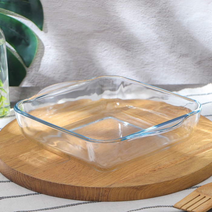 Форма для запекания Paşabahçe Borcam, 2 л, 256×220 мм, прямоугольная, жаропрочное стекло, прозрачная - Фото 1