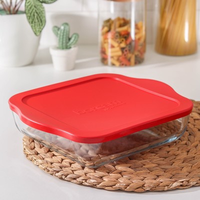 Форма для запекания Paşabahçe Borcam, 2 л, 25.6×22 см, с крышкой, квадратная, жаропрочное стекло, прозрачная