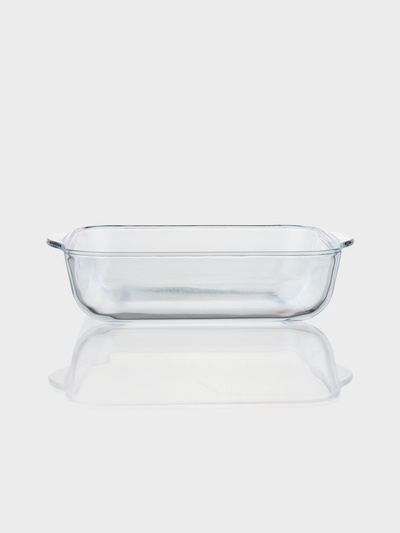 Форма для запекания Paşabahçe Borcam, 2 л, 25.6×22 см, с крышкой, квадратная, жаропрочное стекло, прозрачная