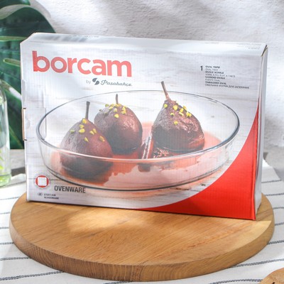 Форма для запекания и выпечки Paşabahçe Borcam, 2 л, овальная, жаропрочное стекло, прозрачная