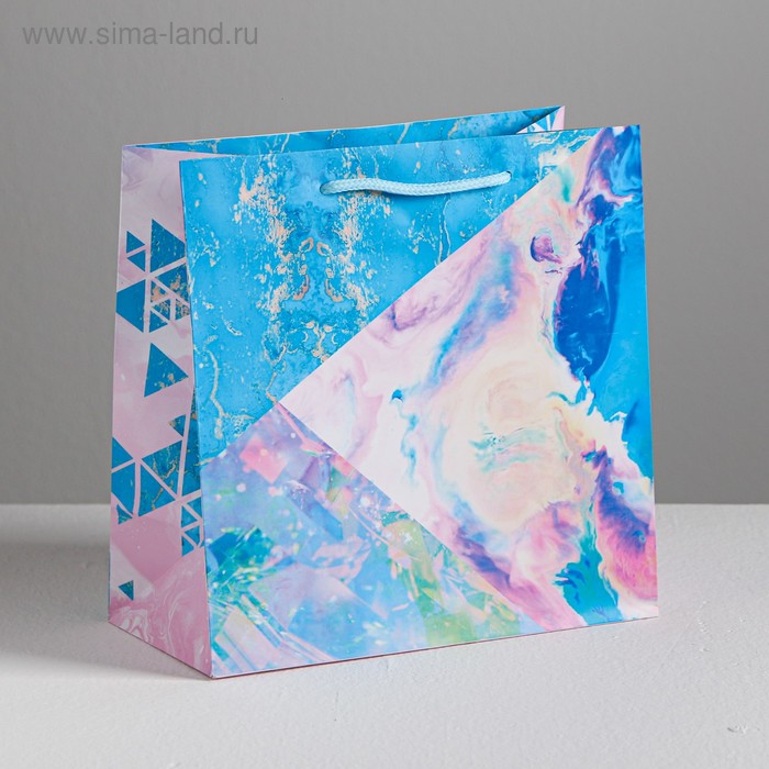 Пакет ламинированный квадратный «Текстурный», 22 × 22 × 11 см - Фото 1