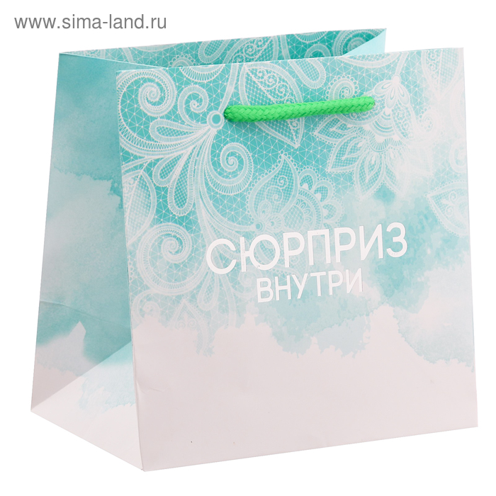 Пакет ламинированный квадратный «Кружева», 14 × 14 × 9 см - Фото 1