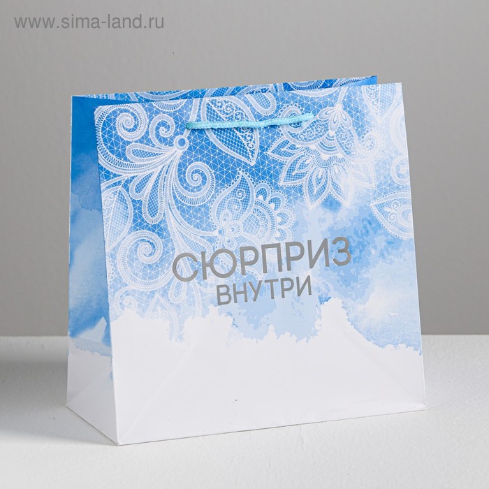 Пакет ламинированный квадратный «Кружева», 22 × 22 × 11 см - Фото 1