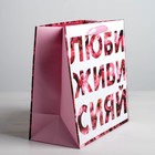 Пакет ламинированный квадратный «ЛЮБИ ЖИВИ СИЯЙ», 22 × 22 × 11см - Фото 3