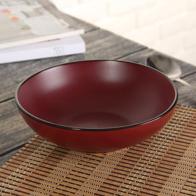 Миска керамическая Доляна «Ваниль», 800 мл, d=18 см, цвет бордовый