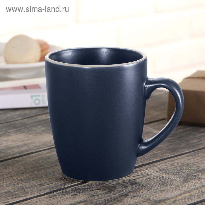 Кружка керамическая Доляна «Ваниль», 350 мл, цвет синий - Фото 1
