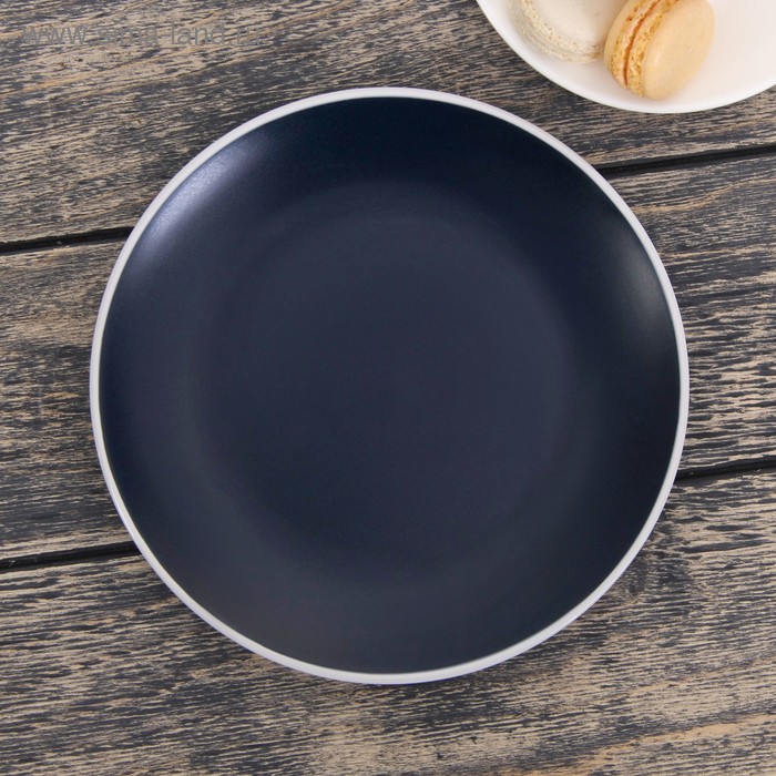 Тарелка керамическая десертная Доляна «Ваниль», d=19,5 см, цвет темно-синий - Фото 1