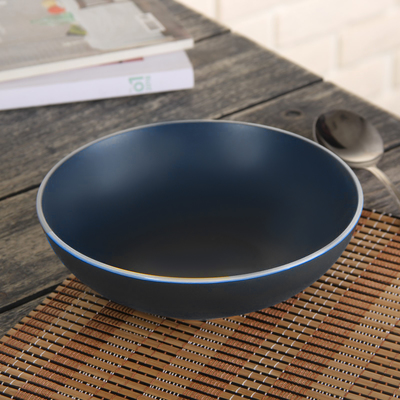 Миска керамическая Доляна «Ваниль», 800 мл, d=18 см, цвет темно-синий