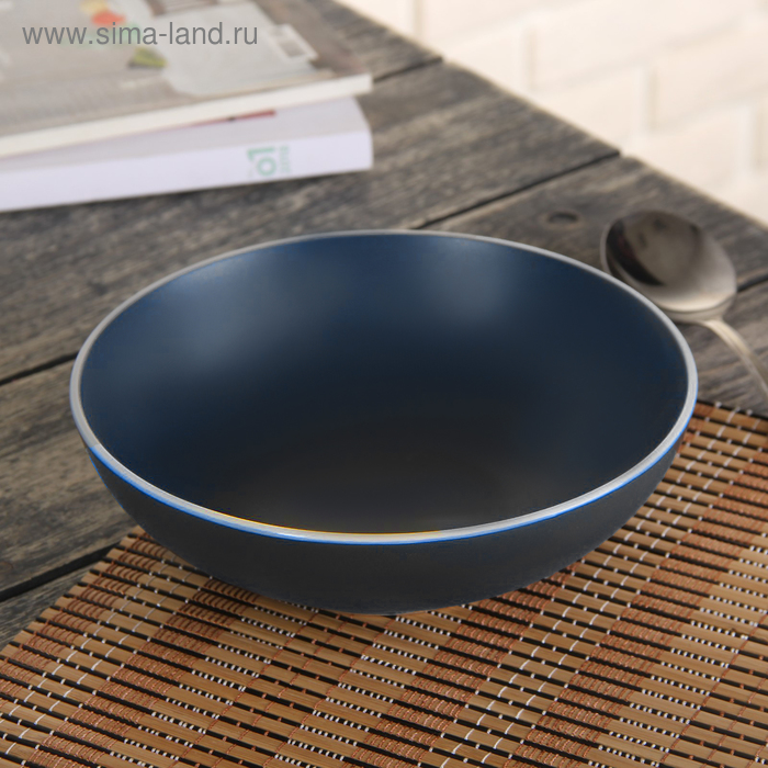 Миска керамическая Доляна «Ваниль», 800 мл, d=18 см, цвет темно-синий - Фото 1