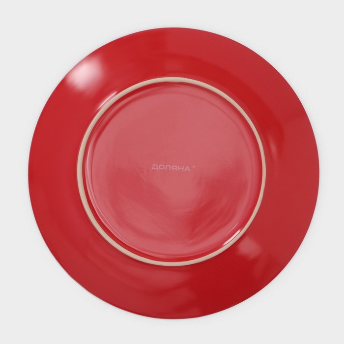Набор тарелок керамических Доляна «Красный горох», 18 предметов: 6 тарелок d=19 см, 6 тарелок d=27 см, 6 мисок d=19 см, цвет красный - фото 1908367683
