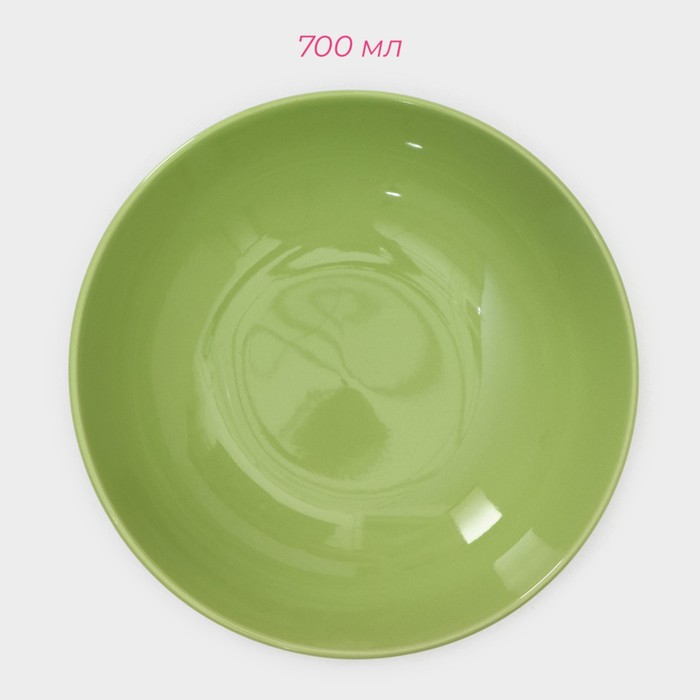 Набор тарелок керамических Доляна «Зелёный горох», 18 предметов: 6 тарелок d=19 см, 6 тарелок d=27 см, 6 мисок d=19 см, цвет зелёный - фото 1908367690