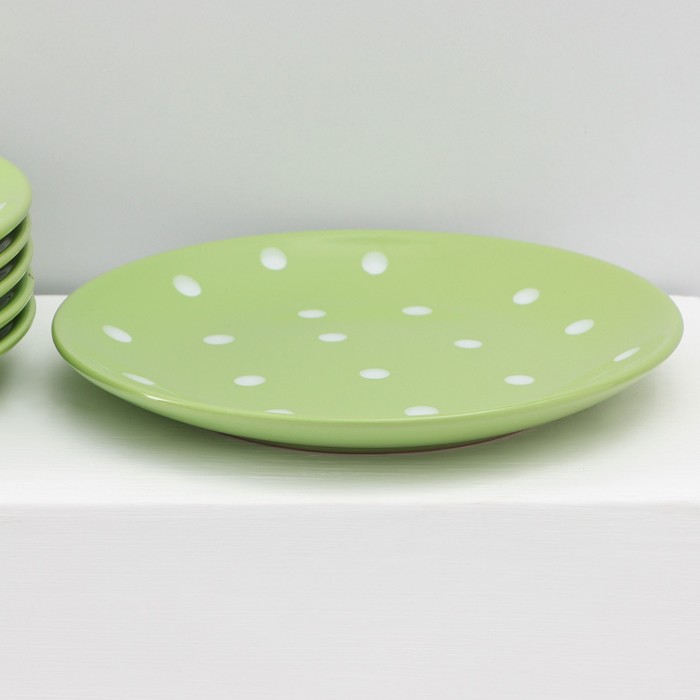 Набор тарелок керамических Доляна «Зелёный горох», 18 предметов: 6 тарелок d=19 см, 6 тарелок d=27 см, 6 мисок d=19 см, цвет зелёный - фото 1908367693