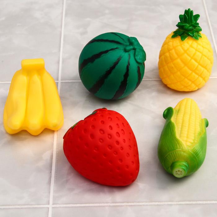 Набор игрушек для купания «Овощи-фрукты», 5 шт, с пищалкой - Фото 1
